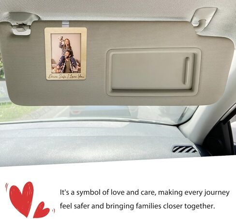 Car Visor Picture Frame, Wooden Photo Frame Automotive Sun Visor Clips for Family Members, Drive Safe Vehicle Personalized Decor Hanging Photo Holder for Fathers Day Gift (I Love You) in Kuwait
