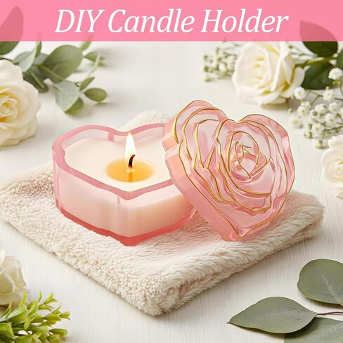 Heart Jar Resin Mold with Rose Lid Heart Box Resin Molds Rose Flower Jar Molds for Epoxy Resins Concrete Planter Mold DIY Jewelry Storage Box Candy Container in Saudi Arabia