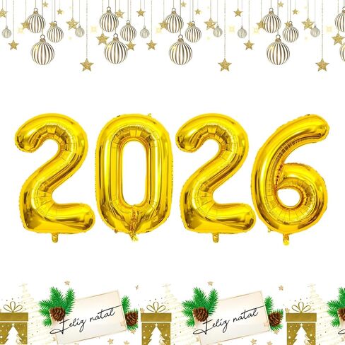 2026 بالونات رقم 2026، بالونات ذهبية 40 بوصة 2026، بالونات كبيرة من رقائق الفويل، بالون سنة جديدة سعيدة 2026 لديكورات العام الجديد، مستلزمات حفلات التخرج وعيد الميلاد in Kuwait