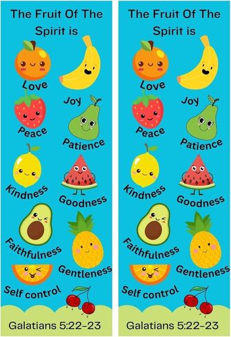 100 Bulk Count of Fruit of The Spirit Bookmarks for Kids - Sunday School - Vacation Bible School - Award Prizes - Church Giveaways for Children - Christian Bookmarks for Kids - Made in USA in Kuwait