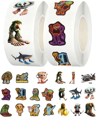 1000Pcs AI Italian Brainrot Stickers,Cute Animals Tralalero Tralala Stickers for Girls Boys 2 Rolls Waterproof Vinyl Party Favors Bottles Laptop Phone in Saudi Arabia