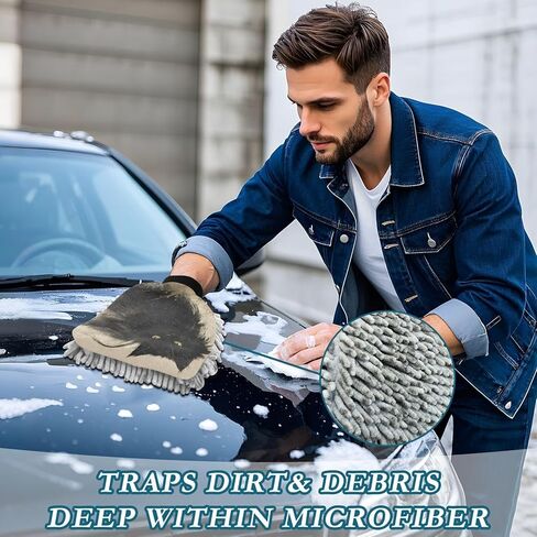 قفاز غسيل السيارات من AIXIWAWA، قفاز غسيل رائع مطبوع عليه قطة سوداء رائعة، خالٍ من الخدوش، ماص للماء، 2 عبوة متوسطة الحجم in Saudi Arabia