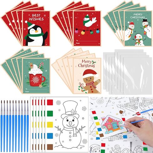 30 Pack Christmas Party Favors with Cards & Brushes Xmas Watercolor Coloring Books for Kids, Holiday Arts and Crafts, Stocking Stuffers, Classroom Prizes, Goodie Bag Fillers, Christmas Gifts in Saudi Arabia