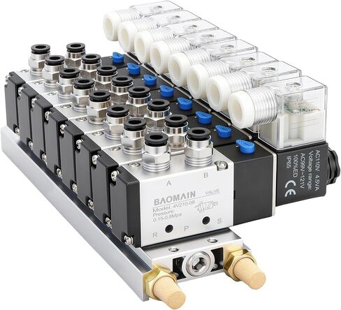 Baomain Pneumatic Solenoid Valve 4V210-08 AC 110V 2 Position 5 Way 2 Connected Base Muffler in Saudi Arabia