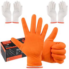BBQ Gloves for Cooking Baking Grilling, 100 Count Disposable Nitrile Gloves and 4 Count Cotton Glove Liners Washable in Kuwait