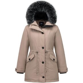 سترة نسائية شتوية سميكة من GGleaf معطف مبطن منتفخ مع غطاء رأس من الفرو الصناعي in Kuwait