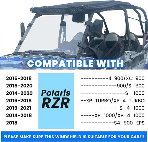 Full Clear Windshield Compatible with 2014-2021 Polaris RZR XP 1000/ 4 1000 /S 1000/ TURBO / 4 TURBO, RZR 900/4 900 / S 900/XC 900 in Saudi Arabia