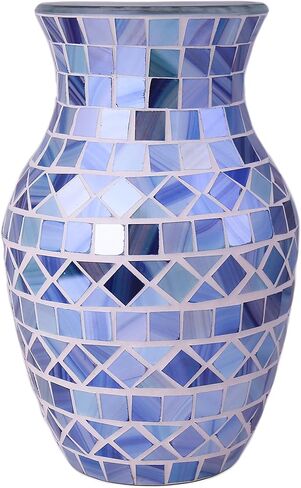 مزهرية زجاجية من الفسيفساء الذهبية مقاس 8 بوصات، مزهرية زهور مزخرفة، ديكور المنزل الحديث مزهرية فسيفساء متوسطة الحجم لغرفة النوم وغرفة المعيشة والمطبخ والمكتب والزفاف، هدية مزهرية زجاجية فسيفساء فريدة من نوعها in Kuwait