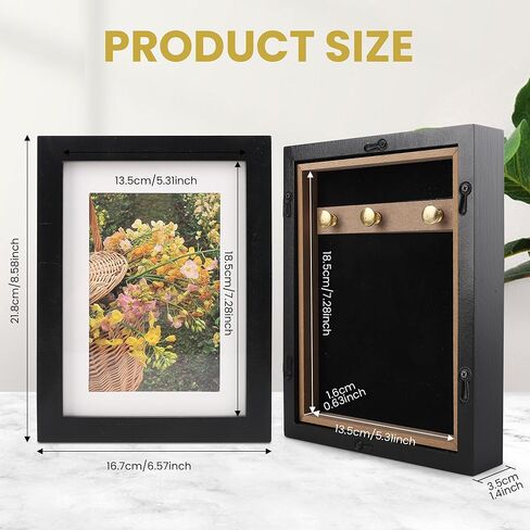Diversion Safe 6.5"x8.5" Picture Frame Safe with Secret Compartment for Valuables, Hidden Storage Picture Frame with Hooks, Wall-Mounted Secret Storage Box for Bedrooms, Living Rooms, and Offices in Saudi Arabia