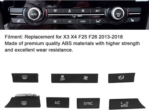 Dash AC Button, 7PCS/Set Car Dashboard Air Conditioner Ventilation Control Button Replacement for X3 X4 F25 F26 2013?2018 in Saudi Arabia