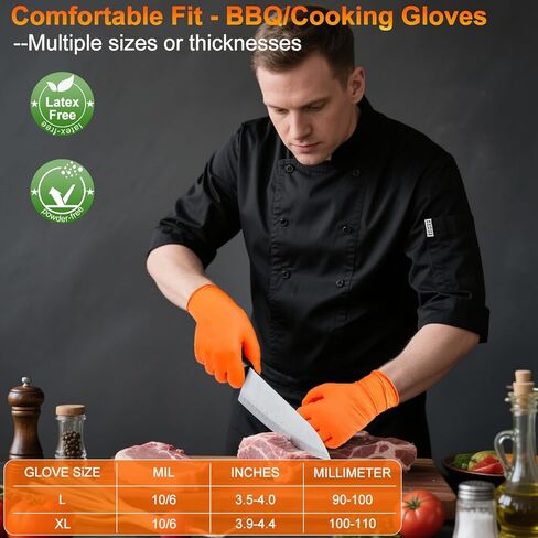 قفازات الشواء للطهي والشواء والخبز، عدد 100 قفازات نيتريل للاستعمال مرة واحدة و4 بطانات قفازات قطنية قابلة للغسل in Kuwait