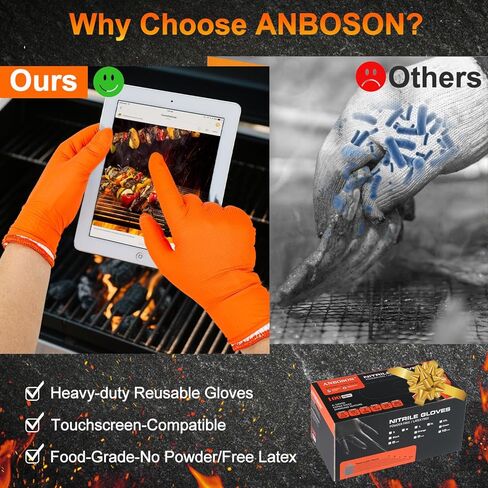 قفازات الشواء للطهي والشواء والخبز، عدد 100 قفازات نيتريل للاستعمال مرة واحدة و4 بطانات قفازات قطنية قابلة للغسل in Kuwait