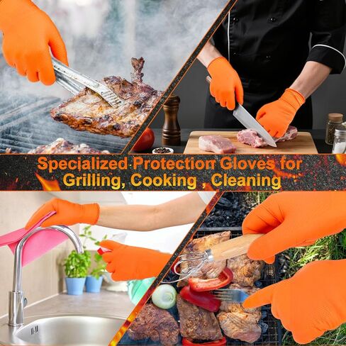 قفازات الشواء للطهي والشواء والخبز، عدد 100 قفازات نيتريل للاستعمال مرة واحدة و4 بطانات قفازات قطنية قابلة للغسل in Kuwait