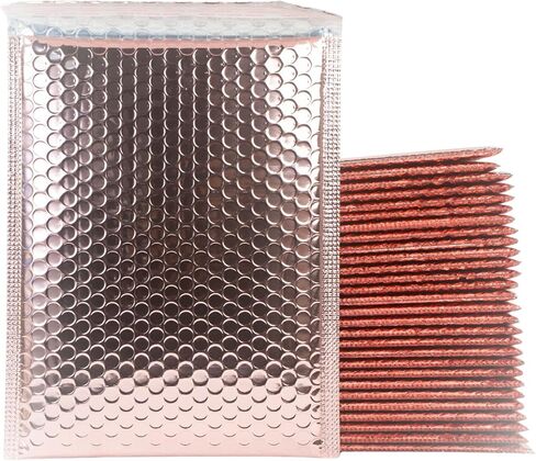 50-Pack 8x10'' Rose Gold Metallic Bubble Mailers, Self-Seal Bubble Envelope Mailer, Waterproof Tear-Resistant Thickened Packaging Bags, Opaque Padded Shipping Envelopes (50 Pcak - 8x10'') in Saudi Arabia