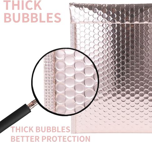 50-Pack 8x10'' Rose Gold Metallic Bubble Mailers, Self-Seal Bubble Envelope Mailer, Waterproof Tear-Resistant Thickened Packaging Bags, Opaque Padded Shipping Envelopes (50 Pcak - 8x10'') in Saudi Arabia