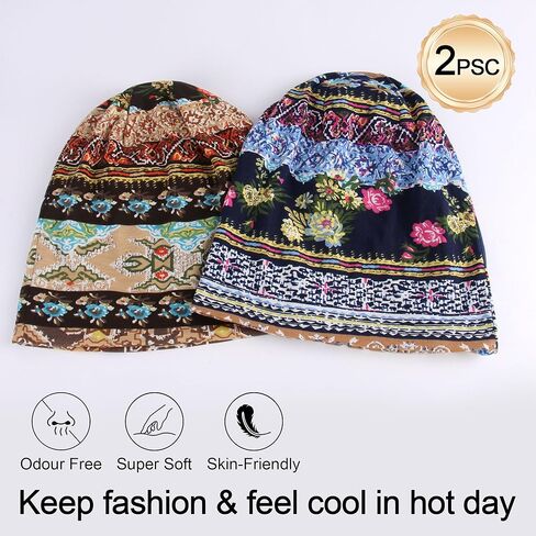 Women's Summer Beanie for Men Hat Boho Hats Adult Dwarf Hats Chemo Cap Cancer Headwear Caps Baggy Skull Sleep Cap Nightcap in Kuwait