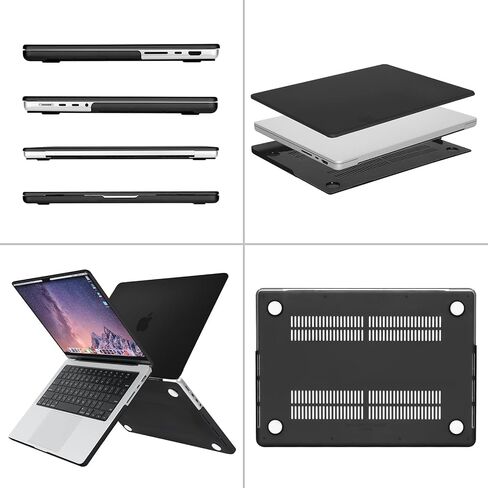MOSISO Compatible with MacBook Pro 14 inch Case 2021 Release A2442 M1, Neoprene Sleeve Bag&Plastic Hard Shell&Keyboard Skin&Screen Protector&Storage Bag, Black in Saudi Arabia