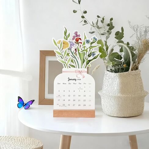 floral desk calendar 2026,floral desk calendar,Small Desk Calendar,Mini Standing Decorative Floral Desktop Calendar for Home Office School Desk Accessories(1pcs) in Kuwait
