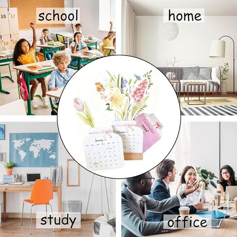 floral desk calendar 2026,floral desk calendar,Small Desk Calendar,Mini Standing Decorative Floral Desktop Calendar for Home Office School Desk Accessories(1pcs) in Kuwait