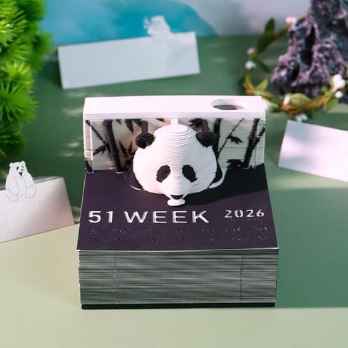 Time Piece Calendar, 2026 Desk Calendar With LED Light, 3D Tear-away Paper Carving Art Memo Pad Notepad Gift For Christmas Housewarming Desktop Decoration(With Calendar, Without Light) in Saudi Arabia