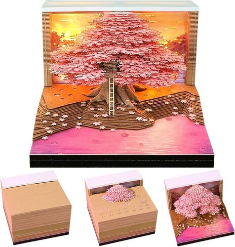 Time Piece Calendar, 2026 Desk Calendar With LED Light, 3D Tear-away Paper Carving Art Memo Pad Notepad Gift For Christmas Housewarming Desktop Decoration(With Calendar, Without Light) in Saudi Arabia