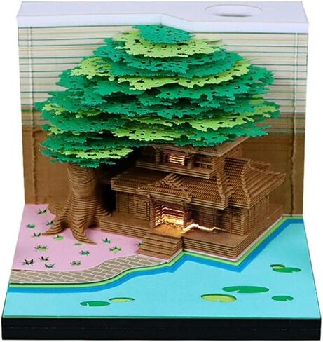 Time Piece Calendar, 2026 Desk Calendar With LED Light, 3D Tear-away Paper Carving Art Memo Pad Notepad Gift For Christmas Housewarming Desktop Decoration(With Calendar, Without Light) in Saudi Arabia