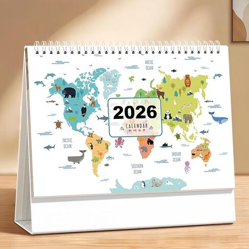 KYMY 2026 Desk Calendar, Chinese English Bilingual Monthly Planner 10" x 8.5", Standing Flip Desktop Calendar from Nov 2025 to Dec 2026 with Gift Bag, Notes & To-Dos, Yearly Overview for Home Office in Saudi Arabia