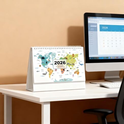 KYMY 2026 Desk Calendar, Chinese English Bilingual Monthly Planner 10" x 8.5", Standing Flip Desktop Calendar from Nov 2025 to Dec 2026 with Gift Bag, Notes & To-Dos, Yearly Overview for Home Office in Saudi Arabia