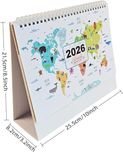 KYMY 2026 Desk Calendar, Chinese English Bilingual Monthly Planner 10" x 8.5", Standing Flip Desktop Calendar from Nov 2025 to Dec 2026 with Gift Bag, Notes & To-Dos, Yearly Overview for Home Office in Saudi Arabia
