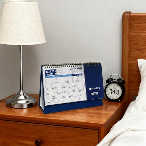 Desk Calendar Jan 2026 - Dec 2028, 10.43" x 7.3" Standing Flip 3-Year Desktop Calendar Monday Start with Memo Pad Golden Wire-Binding, Holiday Markings & 2 Sticker Sheets in Saudi Arabia