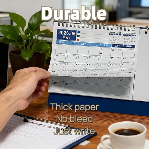 Desk Calendar Jan 2026 - Dec 2028, 10.43" x 7.3" Standing Flip 3-Year Desktop Calendar Monday Start with Memo Pad Golden Wire-Binding, Holiday Markings & 2 Sticker Sheets in Saudi Arabia