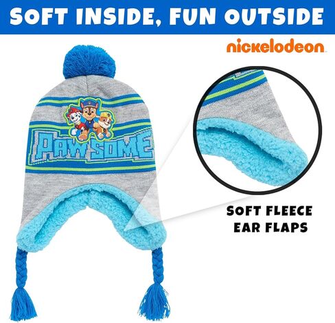 Nickelodeon Boys' Paw Patrol Winter Hat Set - 3 Piece Beanie, Gloves or Mittens, and Scarf (2-7) in Kuwait