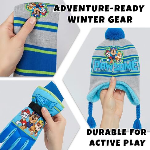 Nickelodeon Boys' Paw Patrol Winter Hat Set - 3 Piece Beanie, Gloves or Mittens, and Scarf (2-7) in Kuwait