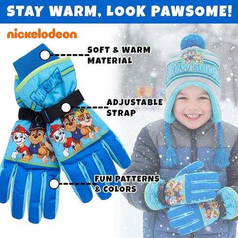 Nickelodeon Boys' Paw Patrol Winter Hat Set - 3 Piece Beanie, Gloves or Mittens, and Scarf (2-7) in Kuwait