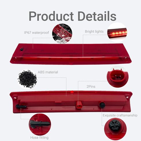 3rd Third Brake Light High Mount Brake Light Lamp Compatible With 2012-2018 Ford Focus Hatchback ，2011-2018 Ford Fiesta, Replacement 8A6Z-13A613-F BE8Z-13A613-A CV6Z-13A613-A in Kuwait