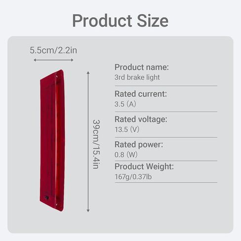 3rd Third Brake Light High Mount Brake Light Lamp Compatible With 2012-2018 Ford Focus Hatchback ，2011-2018 Ford Fiesta, Replacement 8A6Z-13A613-F BE8Z-13A613-A CV6Z-13A613-A in Kuwait