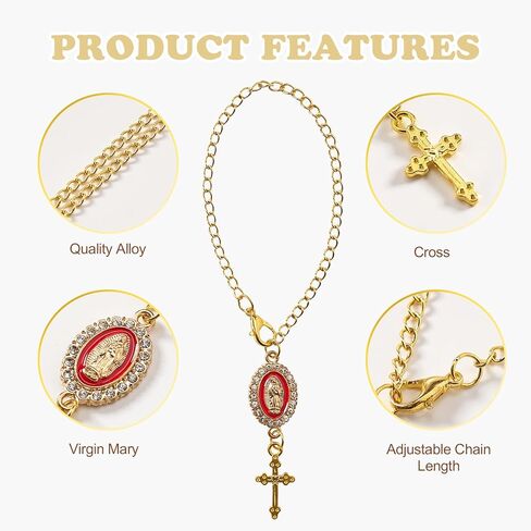 Steering Wheel Catholic Charm Accessories, Virgin Mary Hanging Pendant, Steering Wheel Accessory with Virgin Mary Charm and Cross, Catholic Car Decor for Men Women (White) in Saudi Arabia