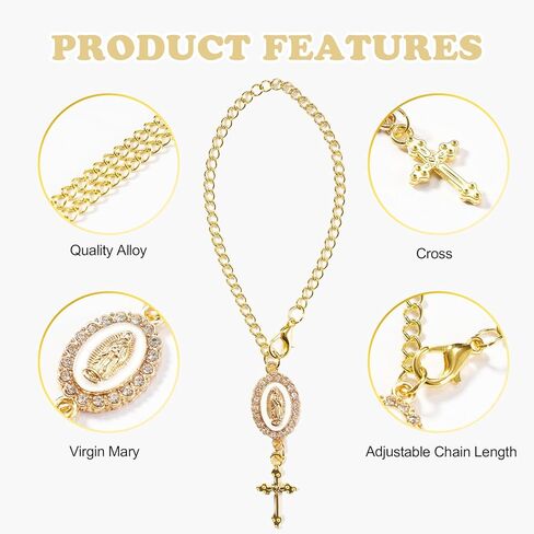 Steering Wheel Catholic Charm Accessories, Virgin Mary Hanging Pendant, Steering Wheel Accessory with Virgin Mary Charm and Cross, Catholic Car Decor for Men Women (White) in Saudi Arabia