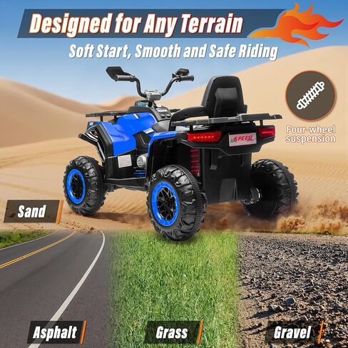 سيارة ركوب 24 فولت للأطفال مع جهاز تحكم عن بعد، 4X4 للأطفال ATV 4 عجلات مع محرك 800 واط، مركبة كهربائية رباعية تعمل بالبطارية مع منفذ للمشروبات، وسادات للركبة، زهرة هدية، تعليق زنبركي، بلوتوث in Kuwait