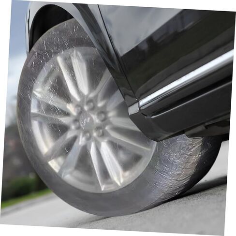 Garneck Clear Disposable Tire Covers Elastic Lightweight Tire Protectors for Cars Trucks Trailers Dustproof Wheel Sleeves for Outdoor Parking and Maintenance in Saudi Arabia