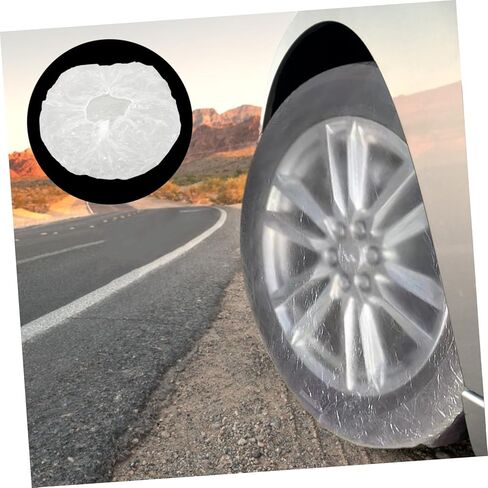 Garneck Clear Disposable Tire Covers Elastic Lightweight Tire Protectors for Cars Trucks Trailers Dustproof Wheel Sleeves for Outdoor Parking and Maintenance in Saudi Arabia