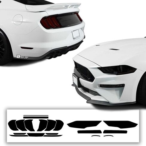 تصميمات BOGAR TECH DESIGNS الكاملة للمصابيح الأمامية والخلفية الخلفية مع أدوات متوافقة مع Ford Mustang GT/Ecoboost 2018-2023، دخان داكن in Saudi Arabia