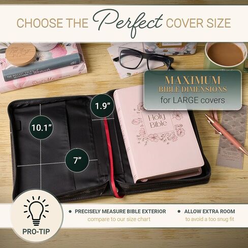 Christian Art Gifts Classic Premium Vegan Leather Inspirational Bible Cover Case for Men & Women: Trust in The Lord Encouraging Bible Verse, Zipper, Pen Loops, Pockets, Metallic Charcoal/Gold, Medium in Saudi Arabia
