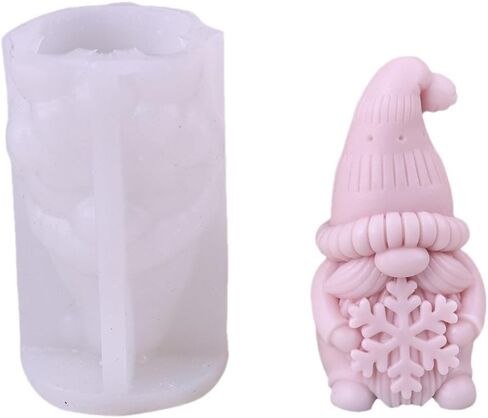 Christmas Candle Silicone Mold Reusable 3D Christmas Candle Mold Silicone Holiday Candle Molds Handmade Soap Candle Making Home Xmas Decorations Craft Supplies (Snowflakes Gnome) in Saudi Arabia