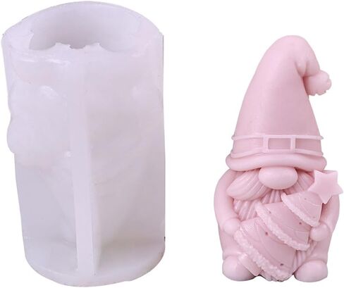 Christmas Candle Silicone Mold Reusable 3D Christmas Candle Mold Silicone Holiday Candle Molds Handmade Soap Candle Making Home Xmas Decorations Craft Supplies (Snowflakes Gnome) in Saudi Arabia
