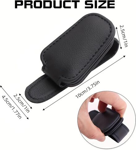 Magnetic Sunglass Holder for Car Visor, PU Leather Glasses Clip with Strong Magnet, Universal Car Accessories Organizer for Eyeglasses & Tickets (Black) in Saudi Arabia