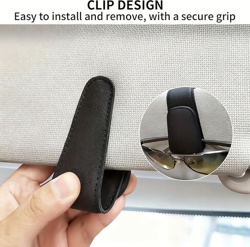 Magnetic Sunglass Holder for Car Visor, PU Leather Glasses Clip with Strong Magnet, Universal Car Accessories Organizer for Eyeglasses & Tickets (Black) in Saudi Arabia