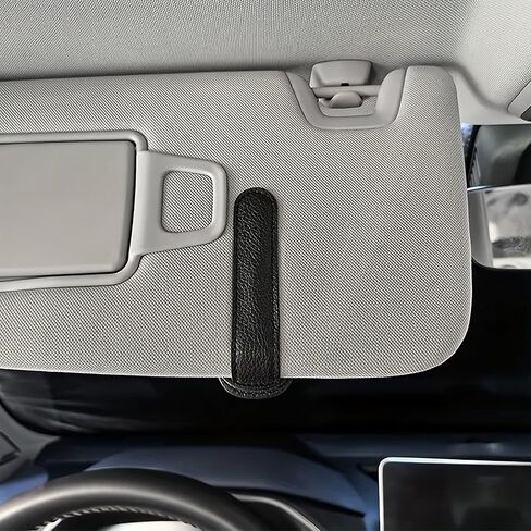 Magnetic Sunglass Holder for Car Visor, PU Leather Glasses Clip with Strong Magnet, Universal Car Accessories Organizer for Eyeglasses & Tickets (Black) in Saudi Arabia