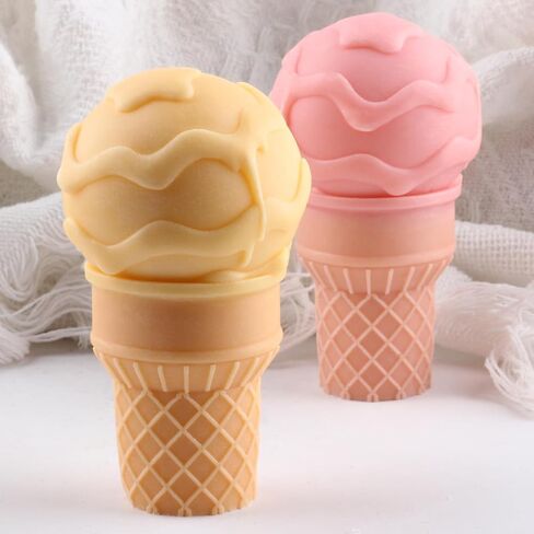 XIAOSHUI Ice Cream Candle Mold Ice Cream Cone Silicone Candle Molds for Candle Home Decorate Candle Making Resin Casting Aromatherapy Gypsum Candles Clay Craft in Saudi Arabia