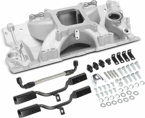 A-Premium Aluminum Single Plane EFI Multi-port SBC 4150 Intake Manifold [W/Fuel Rail, Idle-2500-7500] Compatible with Chevy, GMC, Olds & More GMC Vehicles - C,G,K,R,V-Class, Regal, Truck & More in Saudi Arabia